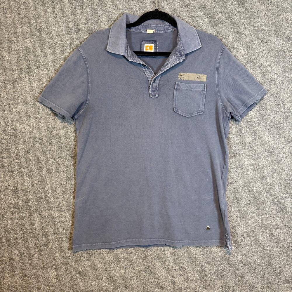 Hugo Boss Shirt Mens Large Blue Short‎ Sleeve Polo Shirt Pocket Tee Faded